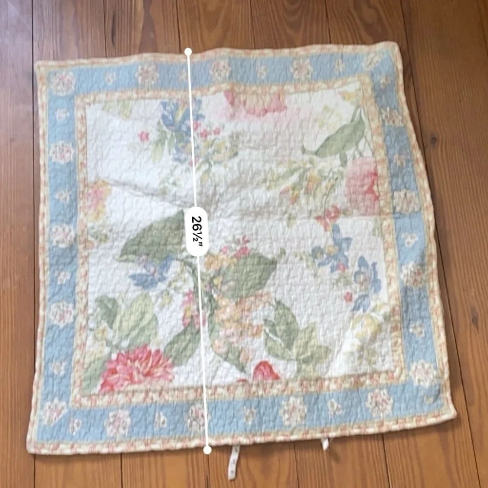 Floral Quilted Pillow Cover Cottage Floral